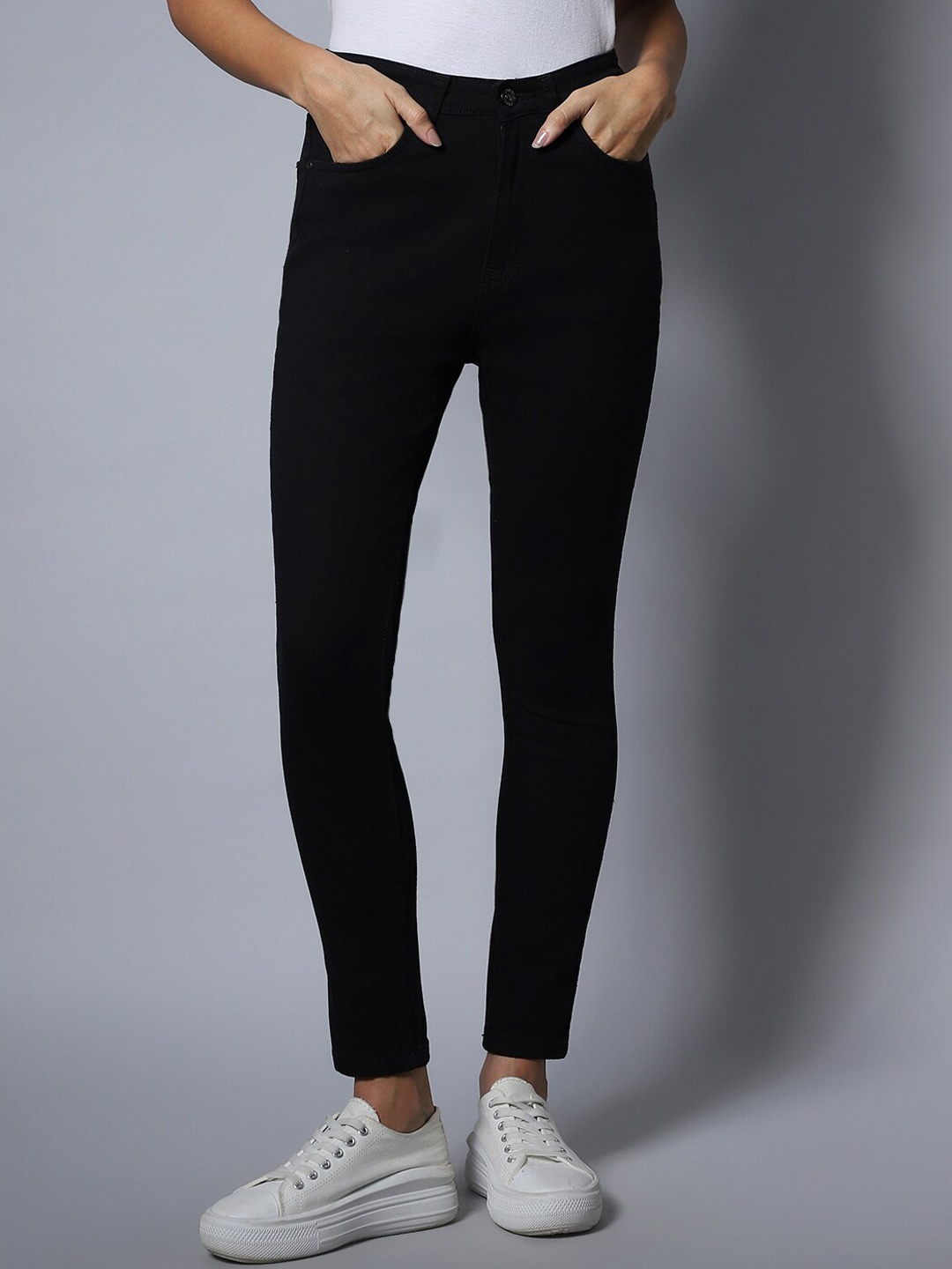 

High Star Stretch Super Skinny Fit Clean Look Jeans, Black