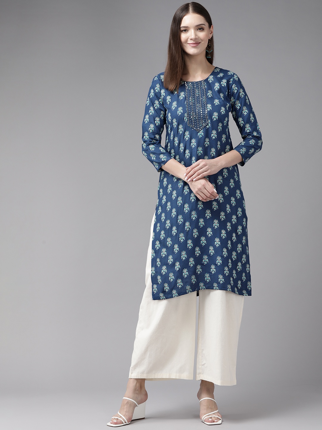 

Aarika Women Blue Ethnic Motifs Printed Kurta