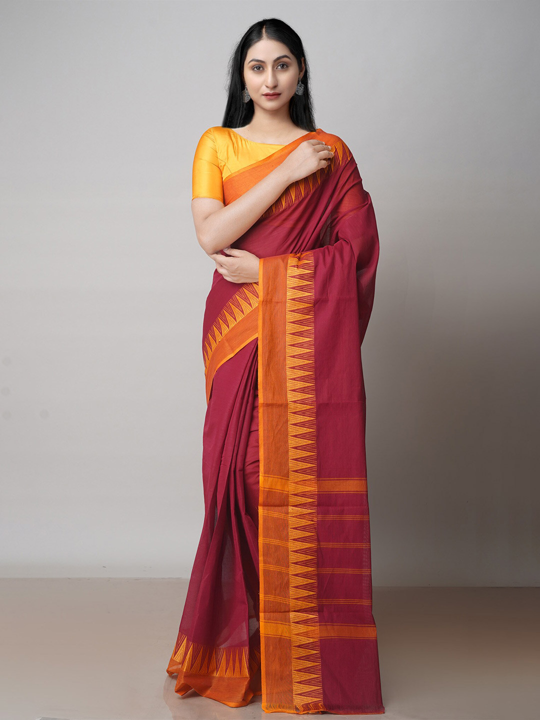 

Unnati Silks Pure Cotton Handloom Chettinad Saree, Maroon