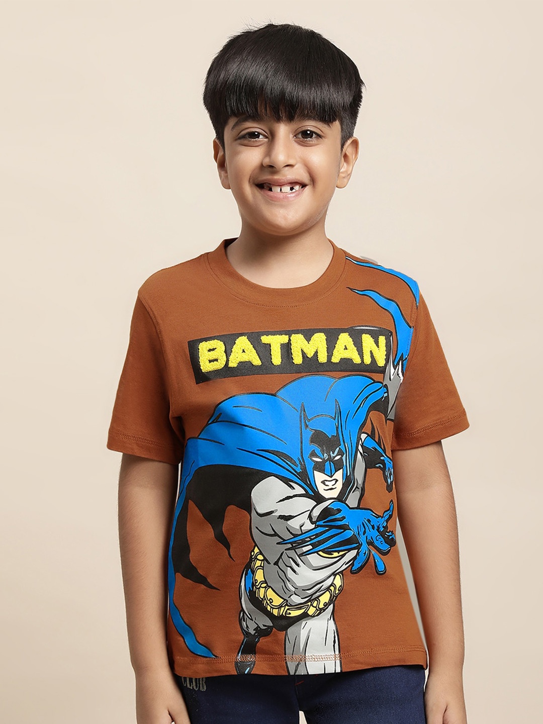 

Kids Ville Boys Batman Printed Pure Cotton Tshirt, Brown