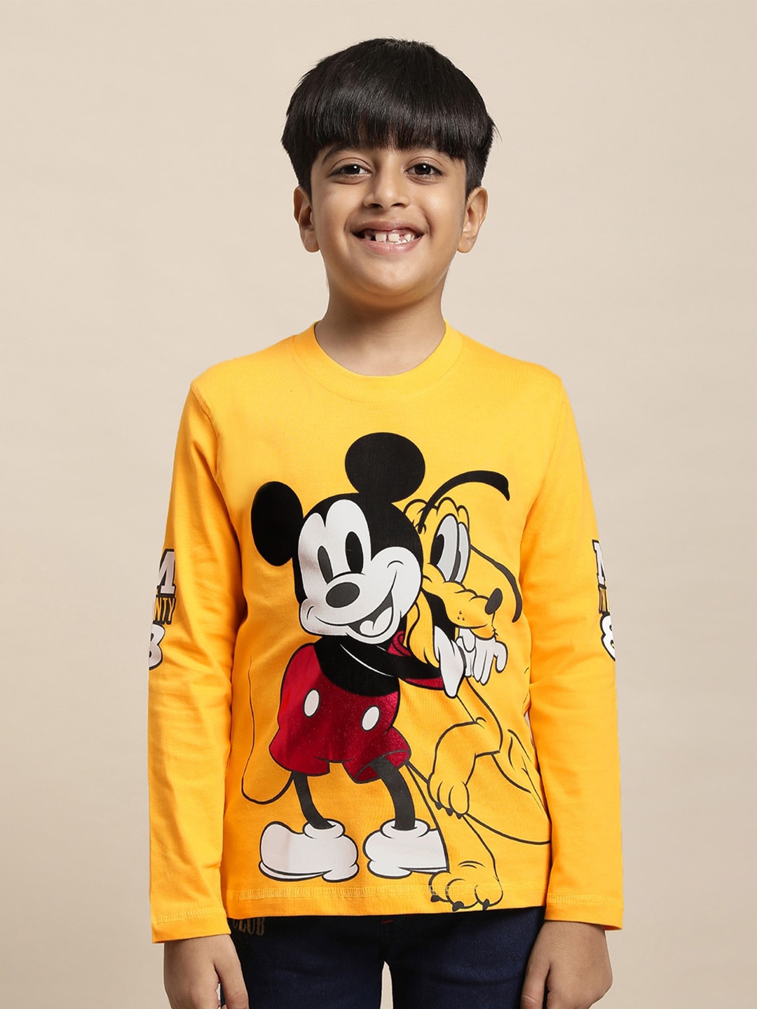 

Kids Ville Boys Mickey & Friends Printed Pure Cotton Tshirt, Yellow