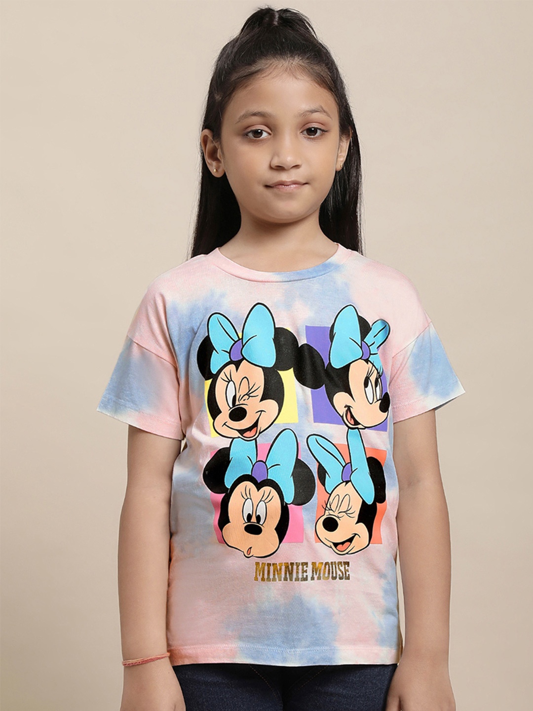 

Kids Ville Girls Minnie Mouse Printed Pure Cotton T-Shirt, Pink