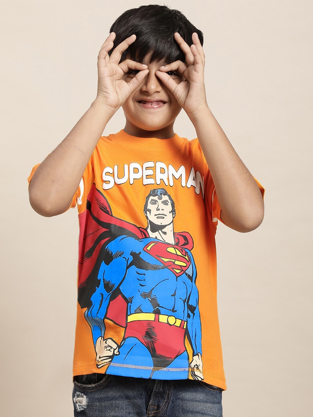 

Kids Ville Boys Superman Printed Pure Cotton Half Sleeve Tshirts, Orange