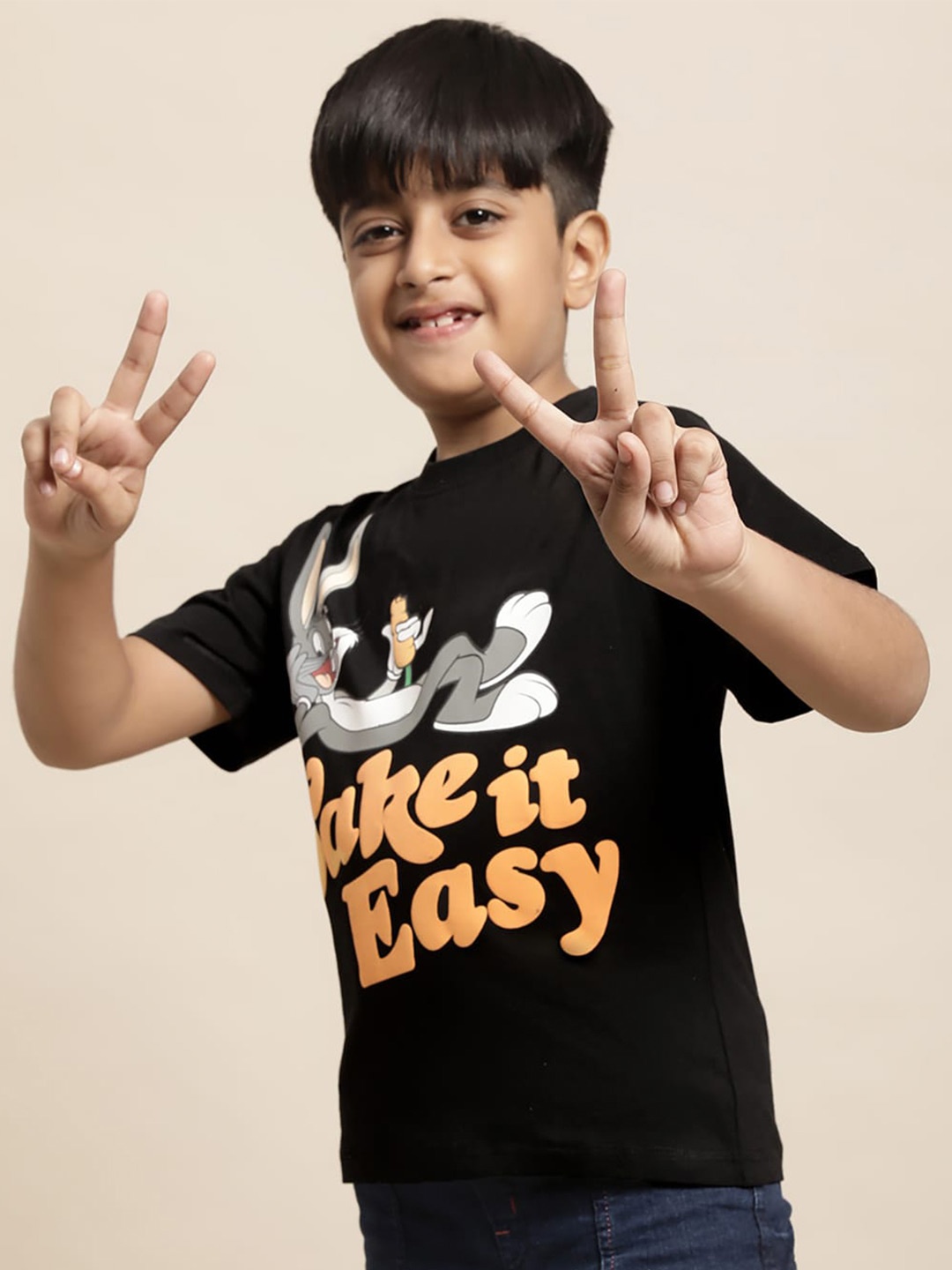 

Kids Ville Boys Looney Tunes Printed Pure Cotton Tshirt, Black