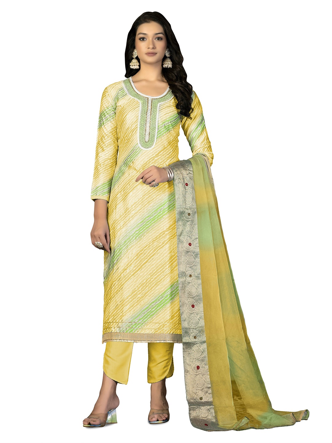 

MANVAA Printed Unstitched Dress Material, Green