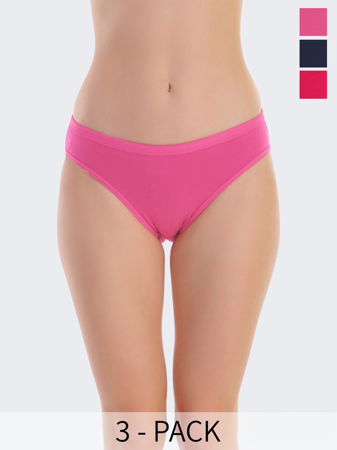 

POOJA RAGENEE Women Pack Of 3 Assorted Anti Bacterial Boy Short Briefs