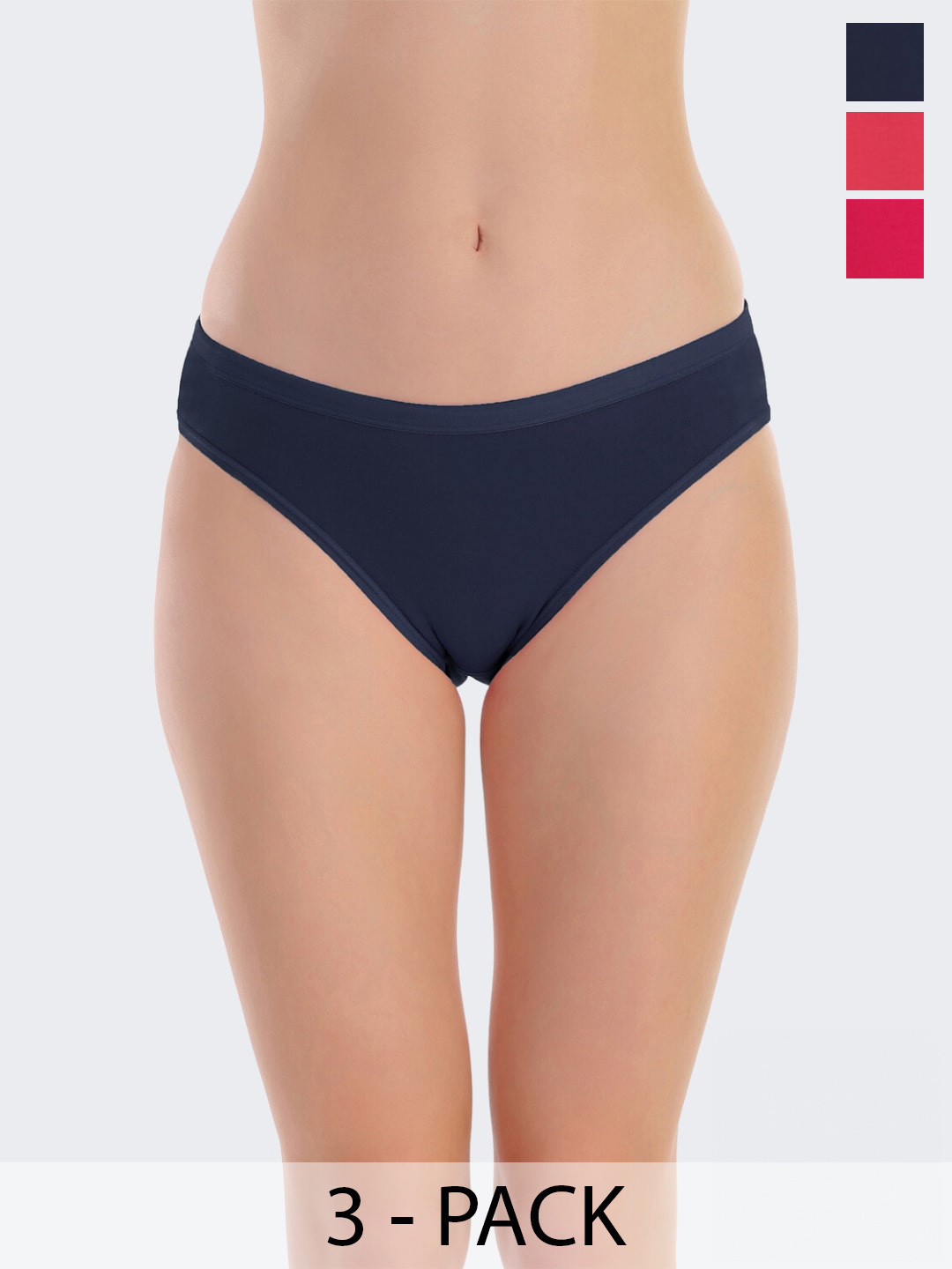 

POOJA RAGENEE Women Pack Of 3 Assorted Anti Bacterial Hipster Briefs