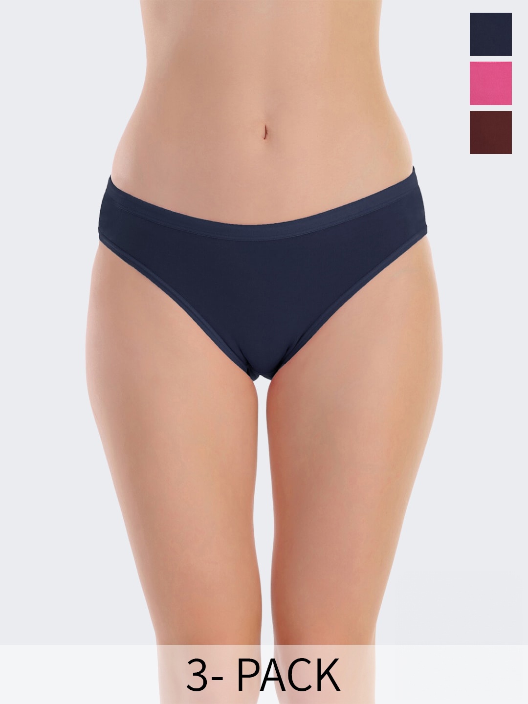 

POOJA RAGENEE Women Pack Of 3 Assorted Anti Bacterial Hipster Briefs