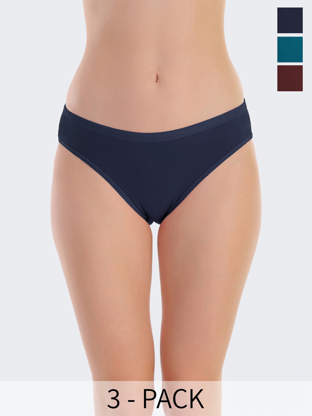 

POOJA RAGENEE Women Pack Of 3 Assorted Anti Bacterial Hipster Briefs