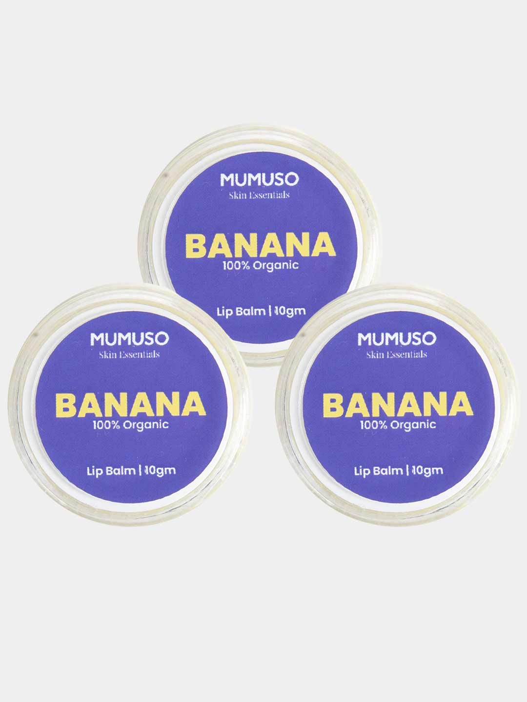 

MUMUSO Set of 3 Banana Organic Long Lasting Lip Balm - 10 g each, Blue