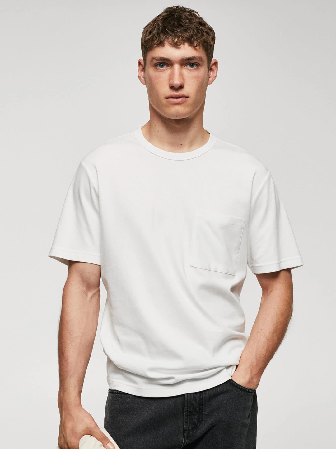

MANGO MAN Regular Fit Pure Cotton T-shirt, White