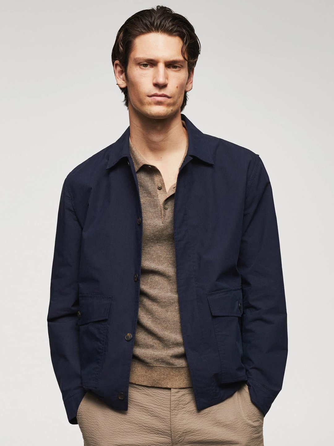 

MANGO MAN Solid Tailored Jacket, Navy blue