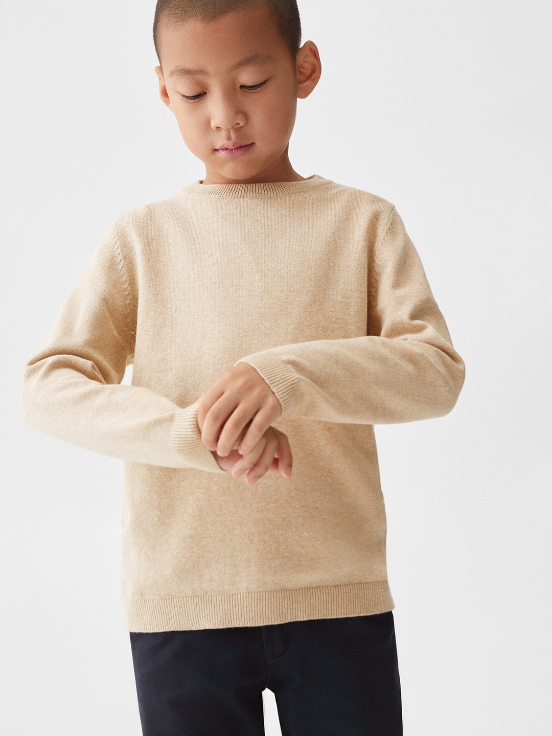 

Mango Kids Boys Round Neck Knitted Pullover, Beige