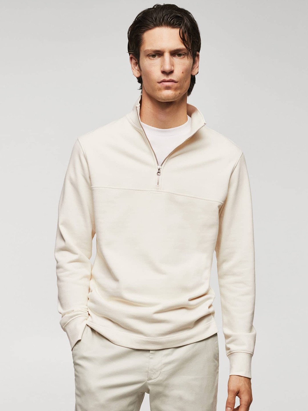 

MANGO MAN Pure Cotton Sweatshirt, Off white