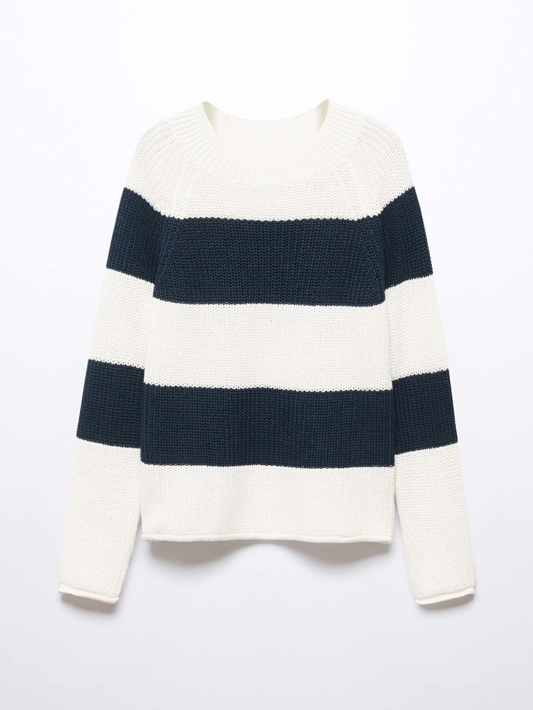 

Mango Kids Girls Horizontally Striped Pure Cotton Knitted Pullover, White