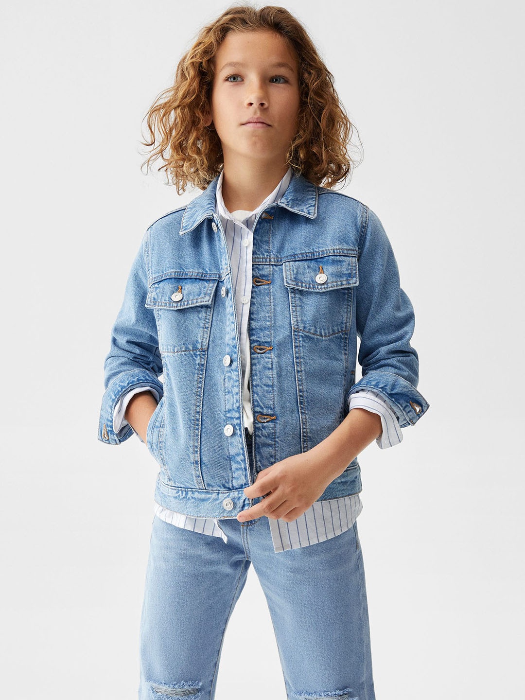 

Mango Kids Boys Cotton Denim Jacket, Blue