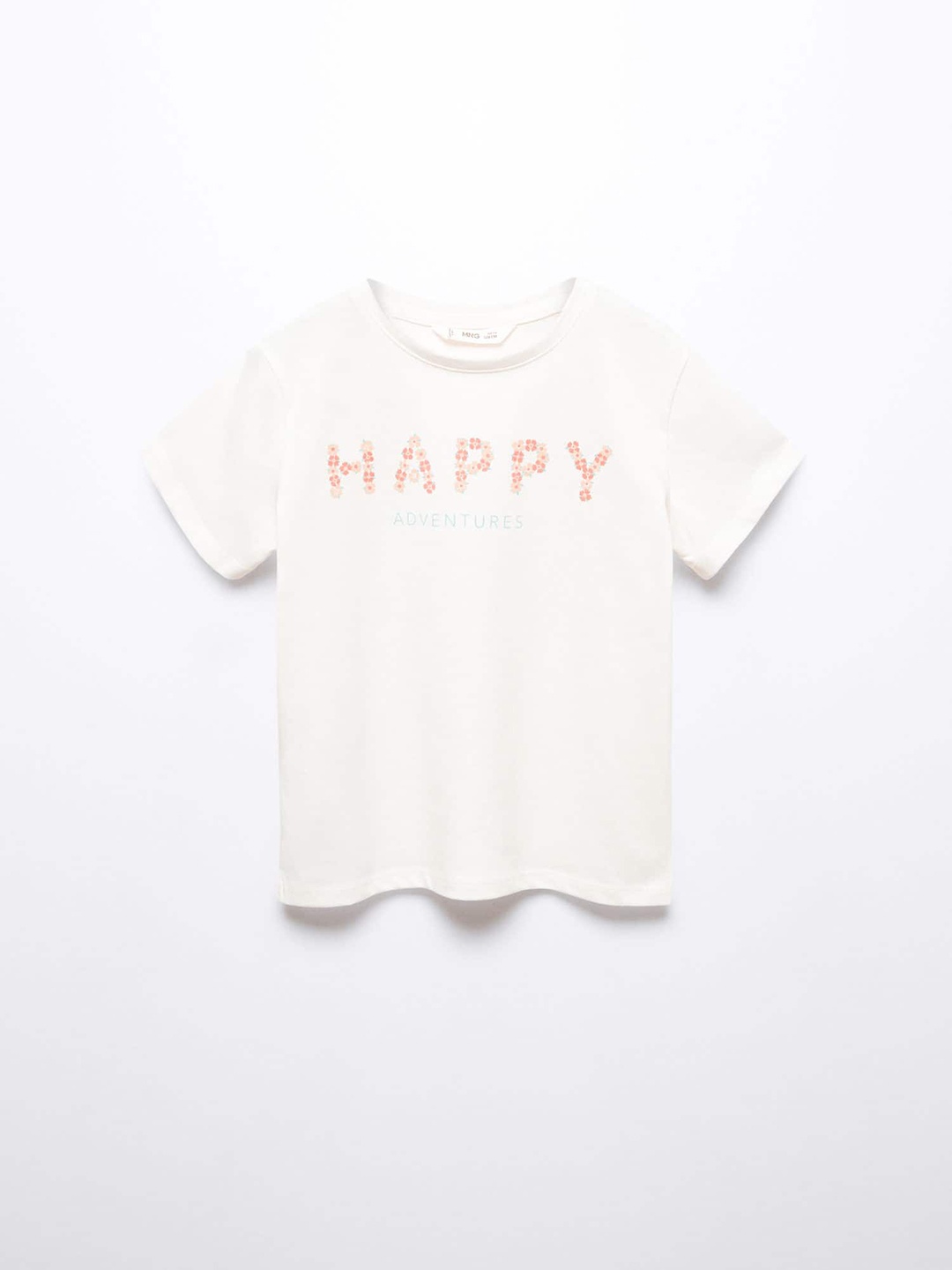 

Mango Kids Girls Typography Printed Pure Cotton T-shirt, White