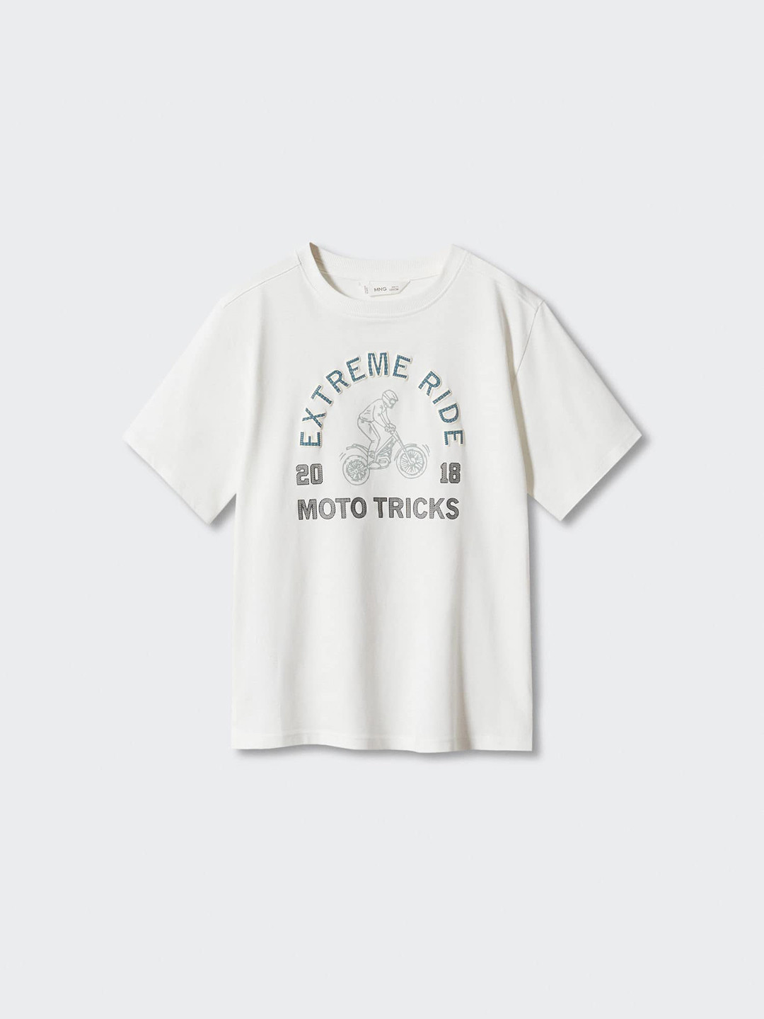 

Mango Kids Boys Pure Cotton Typography Printed Drop-Shoulder Sleeves T-shirt, White