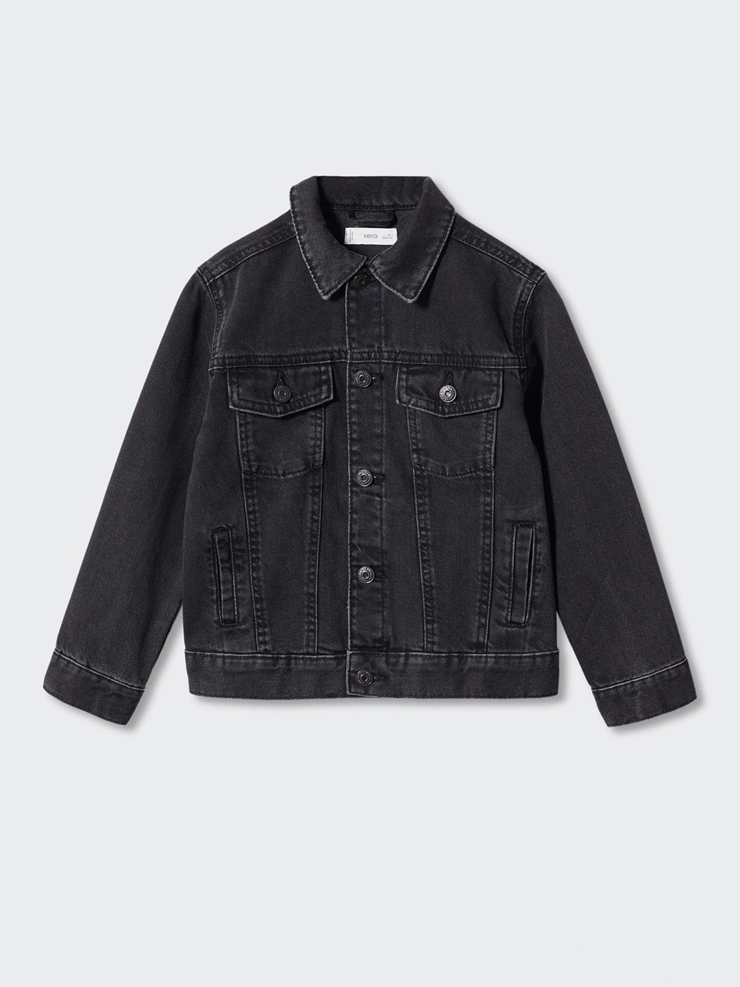 

Mango Kids Boys Pure Cotton Spread Collar Denim Jacket, Black