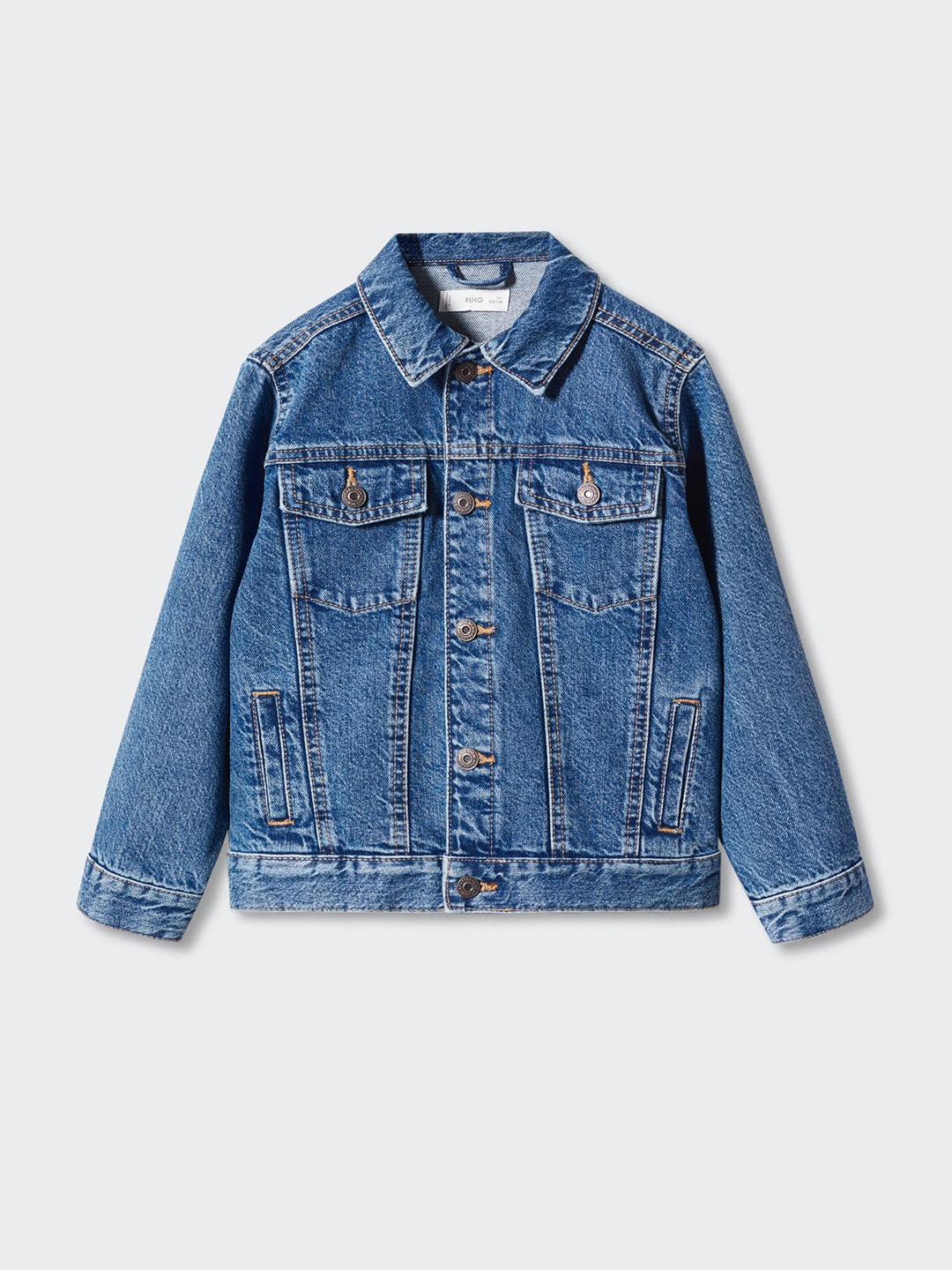 

Mango Kids Boys Pure Cotton Spread Collar Denim Jacket, Blue
