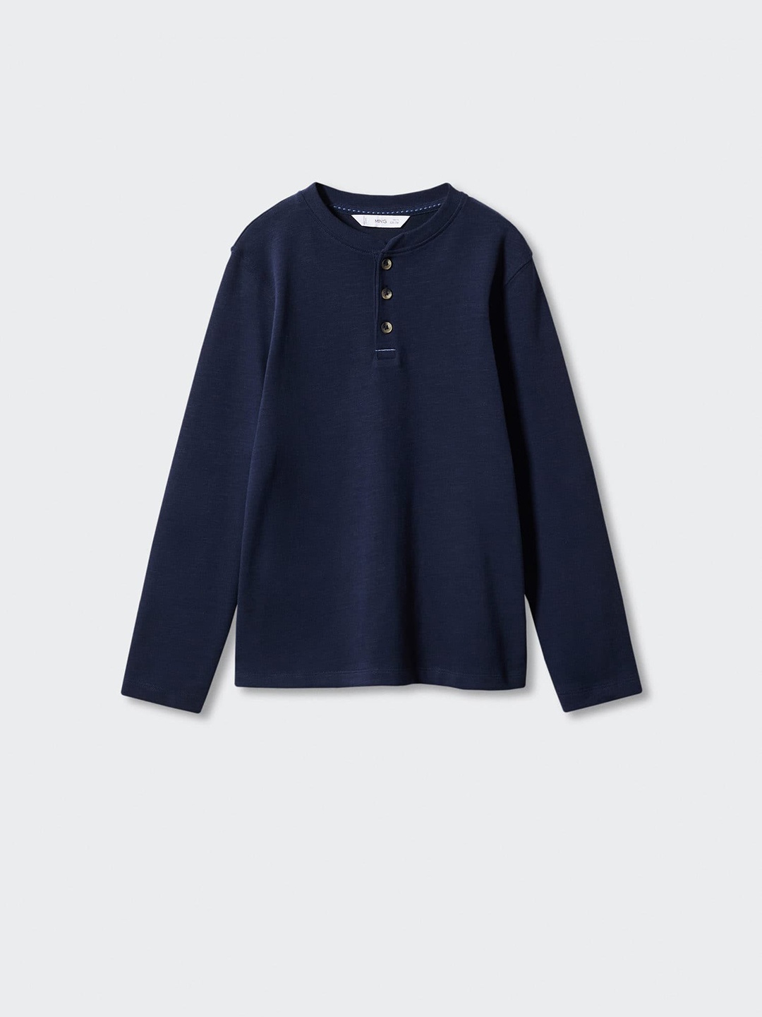 

Mango Kids Boys Pure Cotton Henley Neck T-shirt, Navy blue
