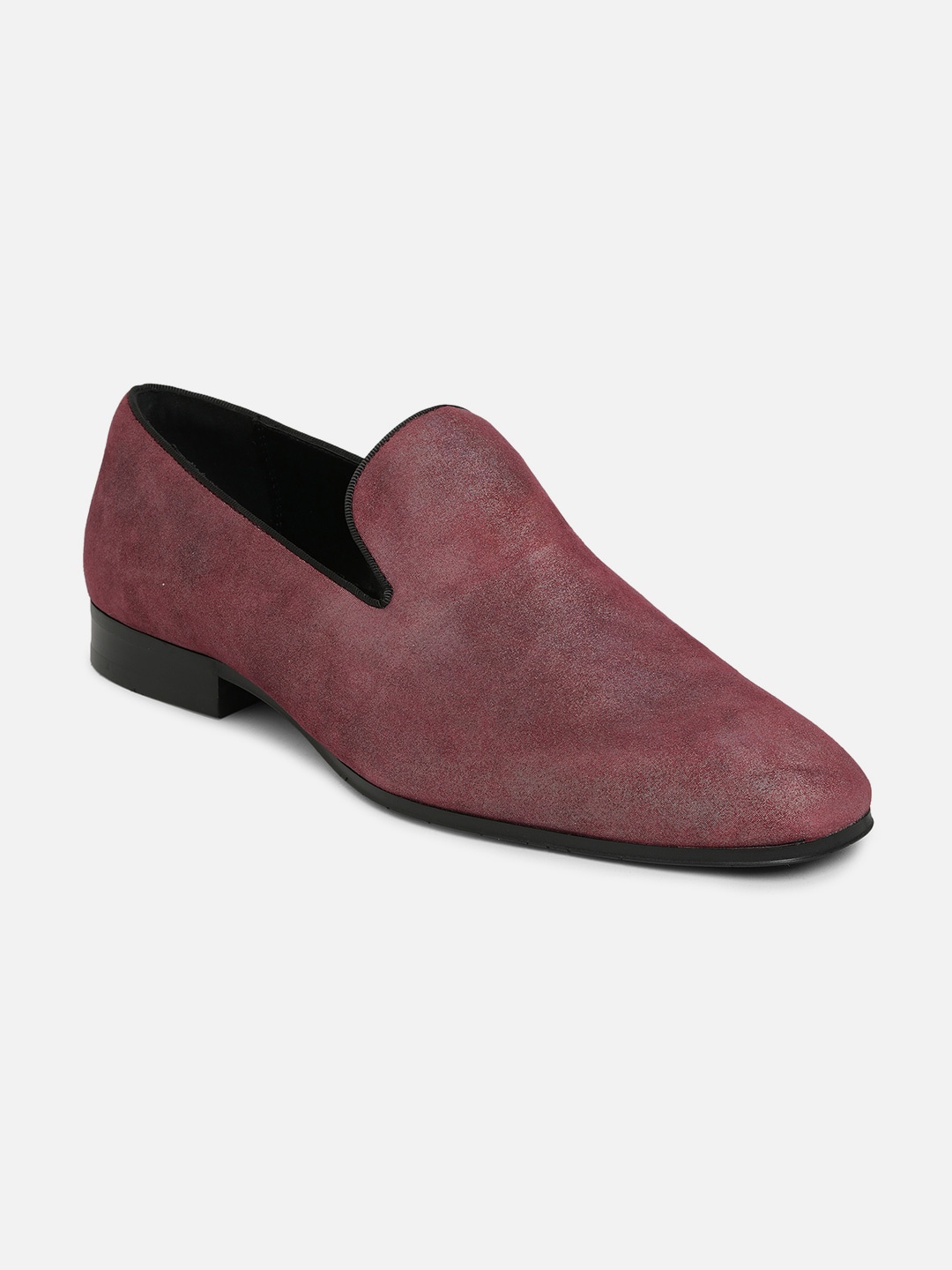 

ALDO Men Round Toe Leather Loafers, Red