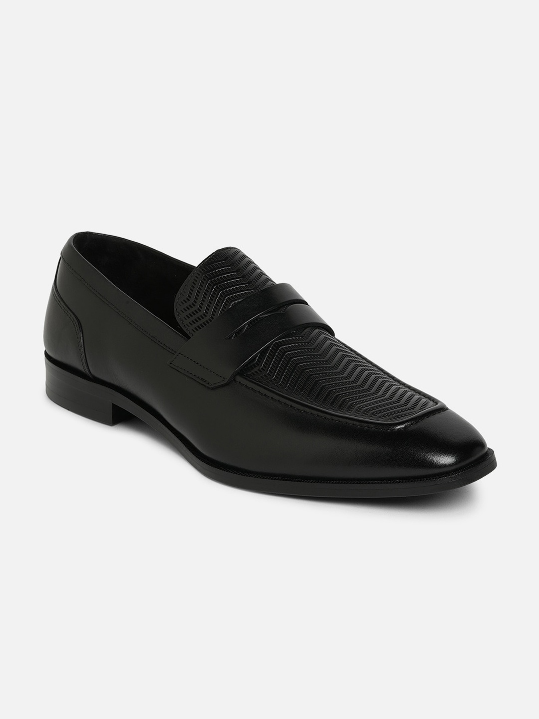 

ALDO Men Textured Leather Formal Loafers, Black