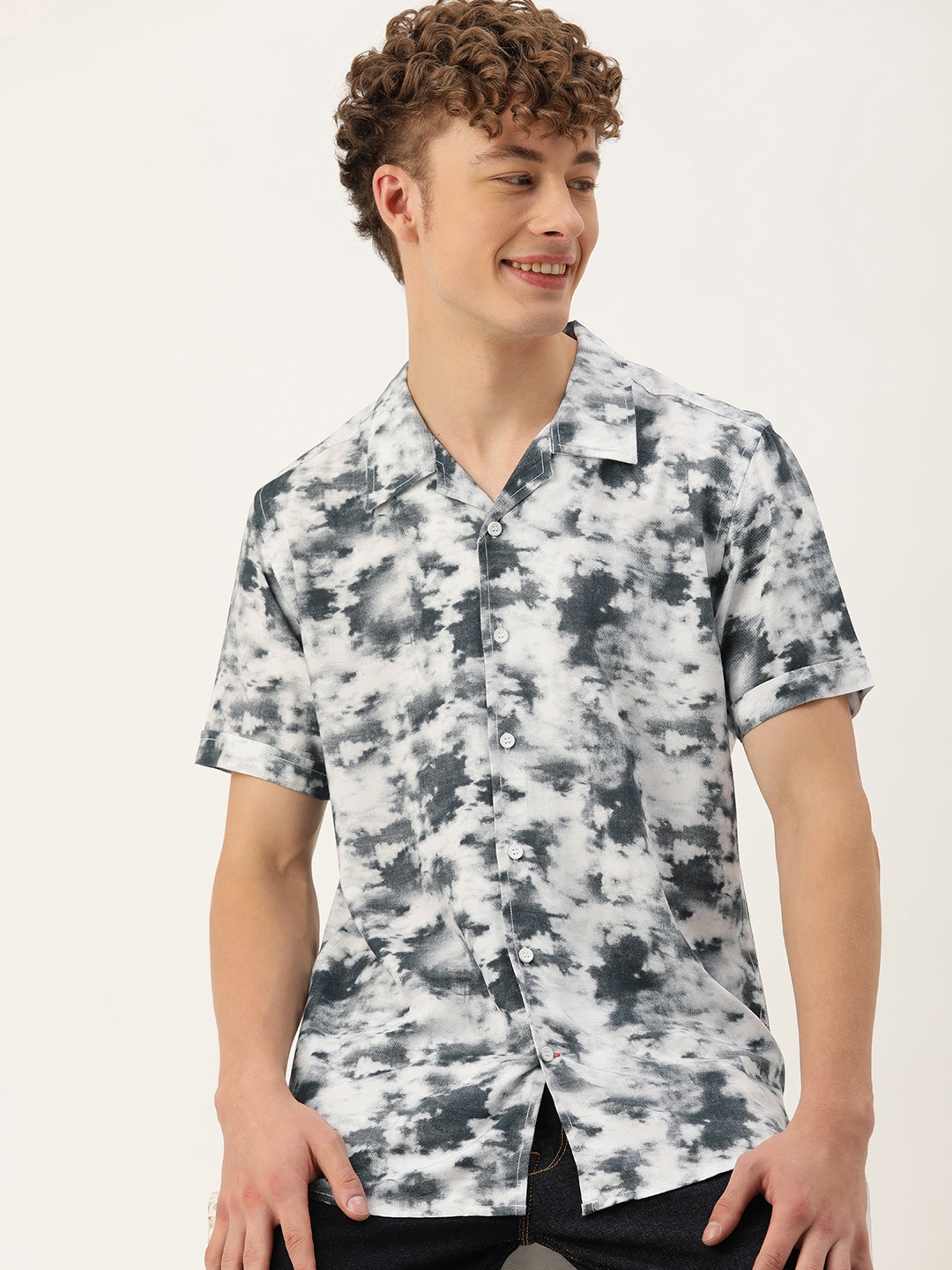 

Mast & Harbour Men Slim Fit Opaque Printed Casual Shirt, Grey
