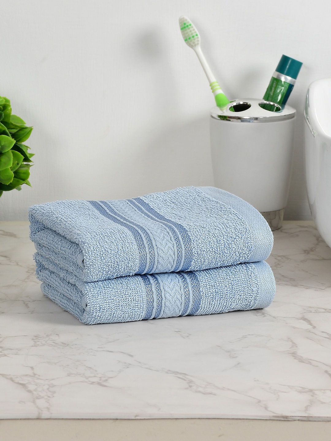 

Florida Blue 2 Pieces 350 GSM Pure Cotton Hand Towels