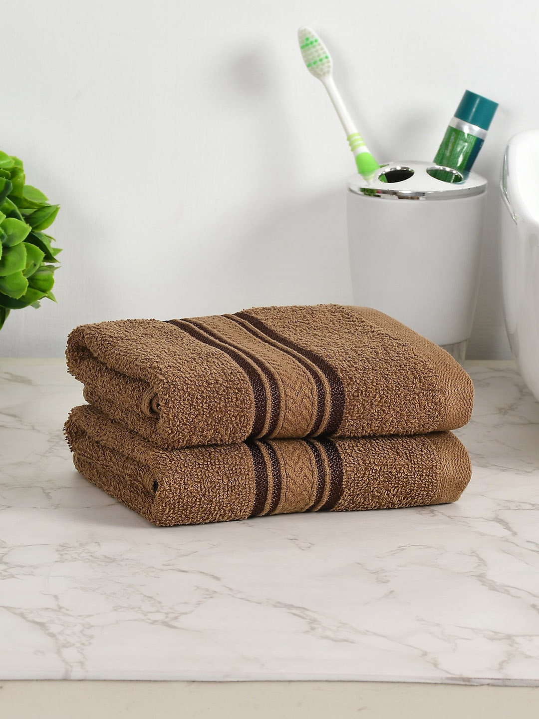 

Florida Brown 2 Pieces 350 GSM Pure Cotton Hand Towels