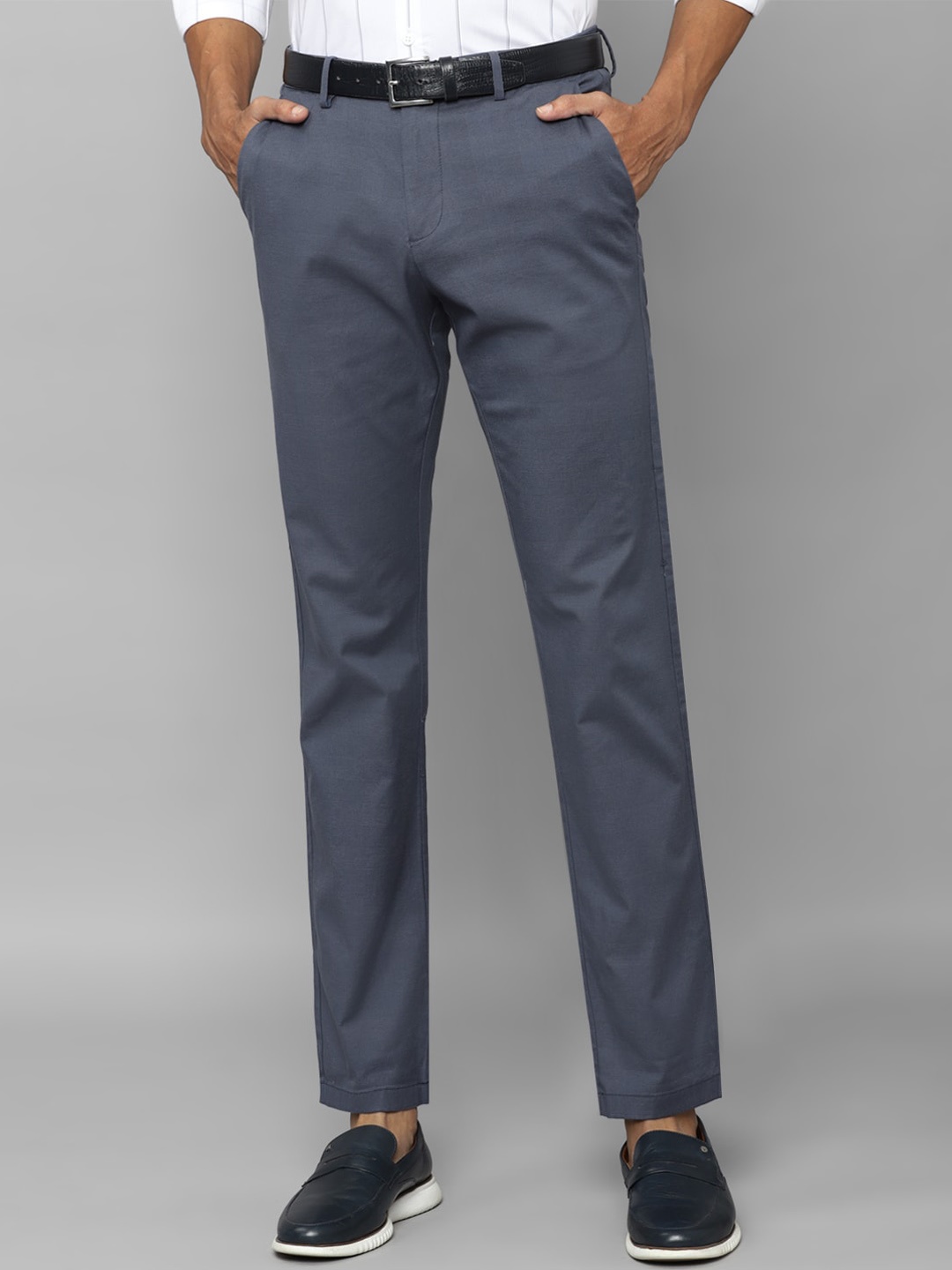 

Allen Solly Men Textured Mid-Rise Trousers, Blue