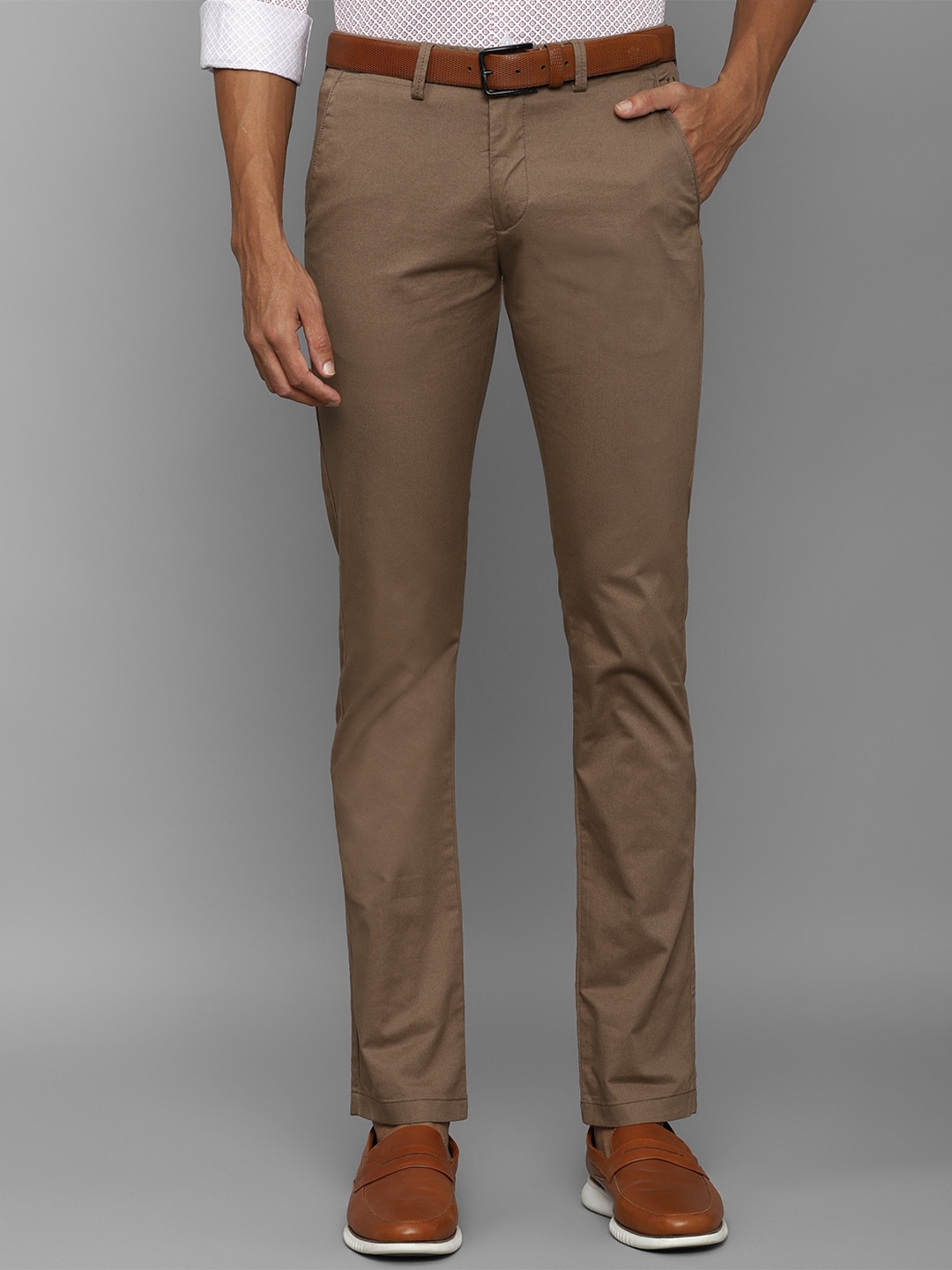 

Allen Solly Men Mid-Rise Slim Fit Chinos, Brown