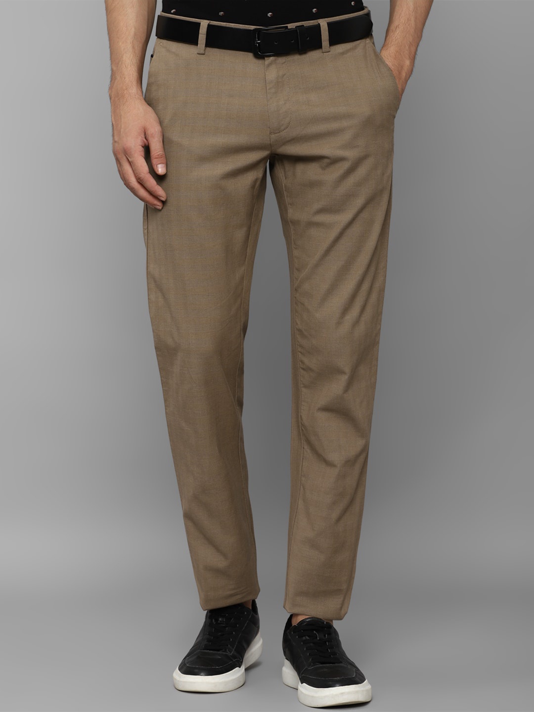 

Allen Solly Men Textured Slim Fit Trousers, Brown