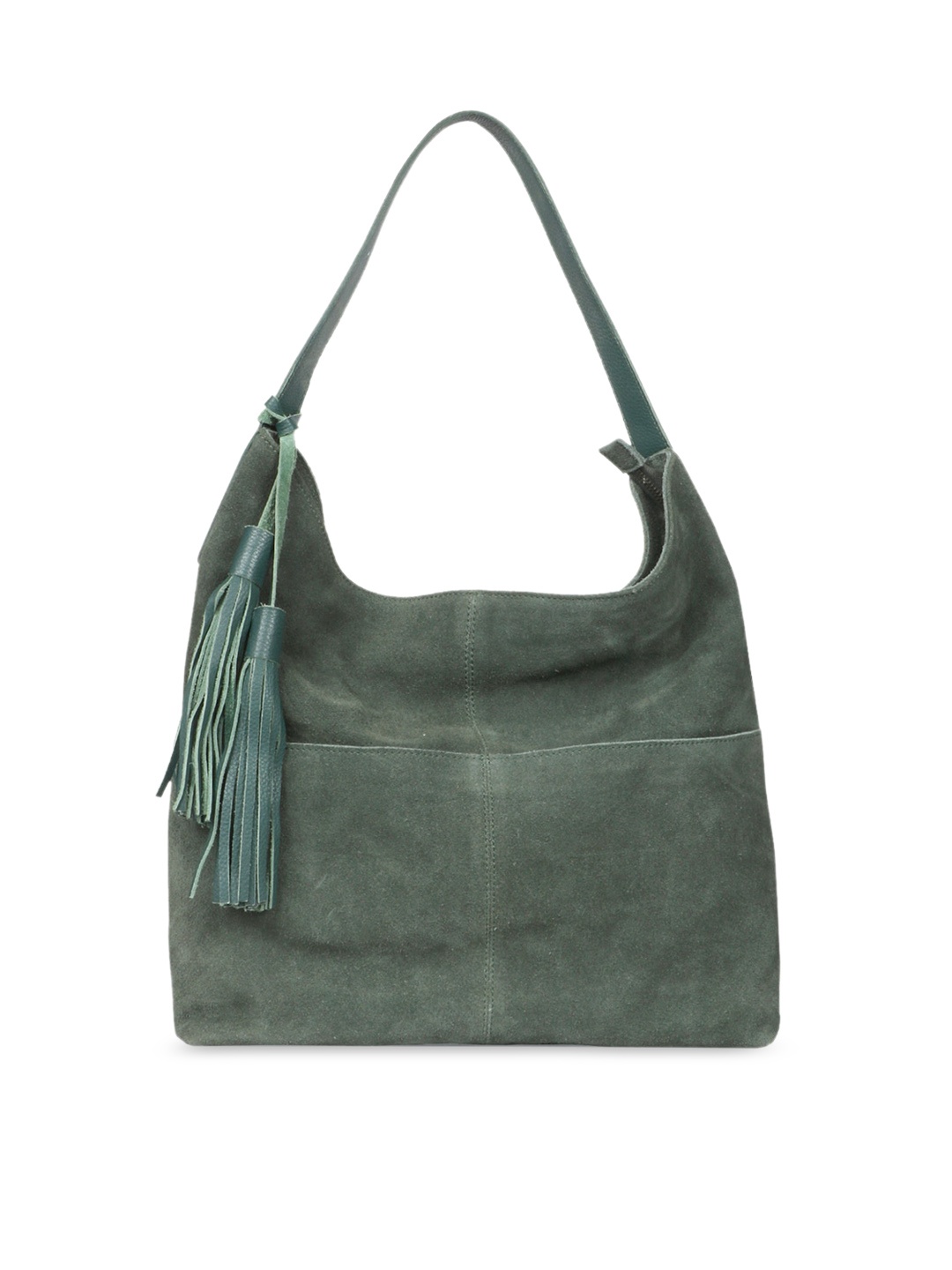 

Saint G Leather Structured Shoulder Bag With Tasselled, Green