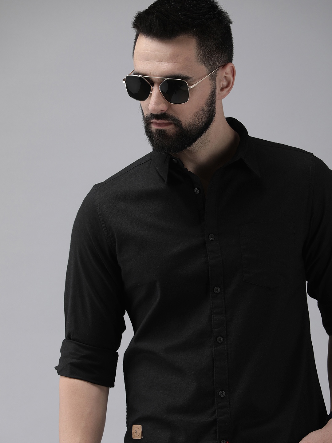 

Roadster Men Solid Regular Fit Opaque Casual Shirt, Black