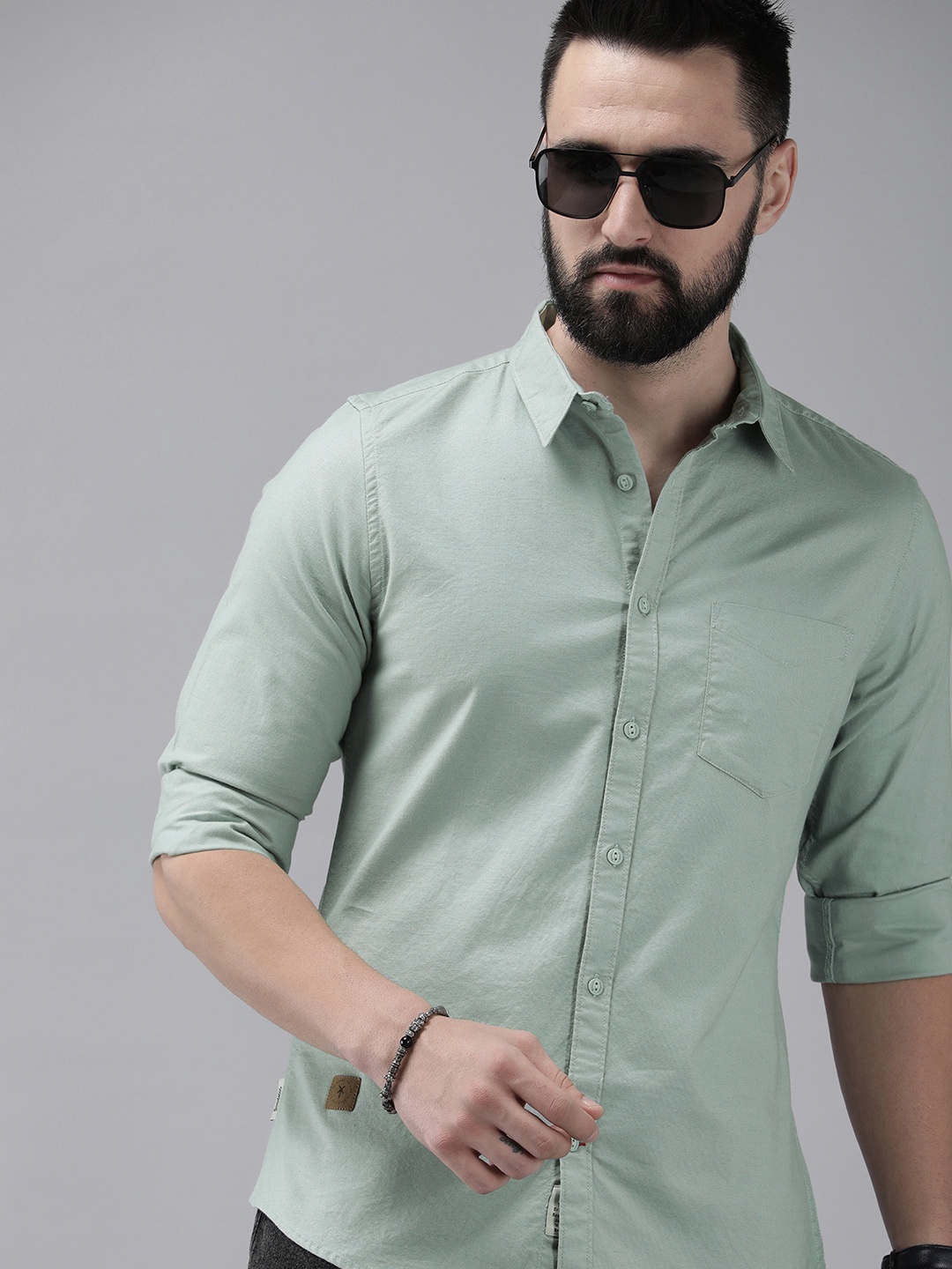 

Roadster Men Solid Regular Fit Opaque Casual Shirt, Blue