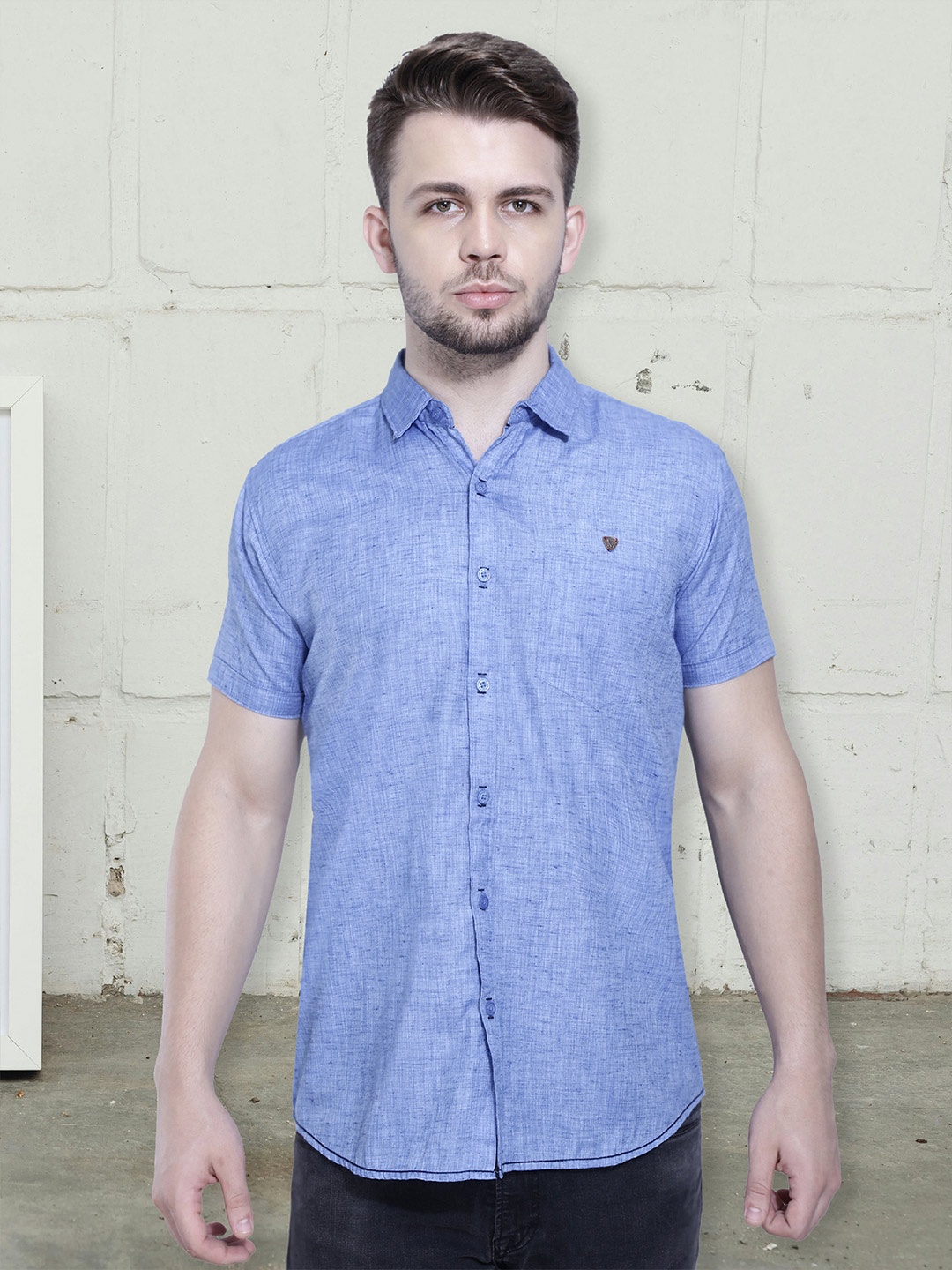 

Kuons Avenue Smart Slim Fit Spread Collar Pocket Casual Shirt, Blue