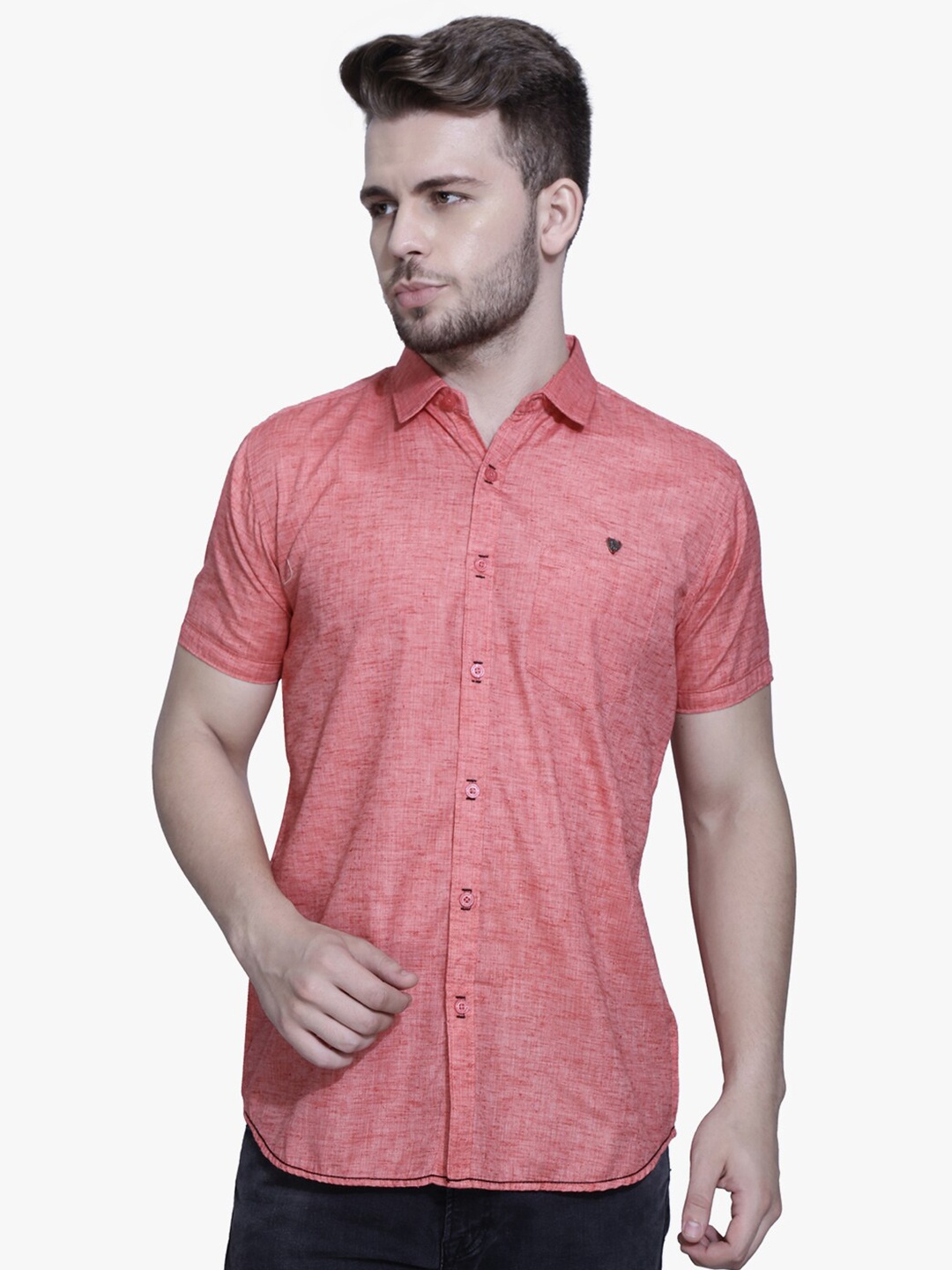 

Kuons Avenue Smart Slim Fit Spread Collar Pocket Casual Shirt, Red