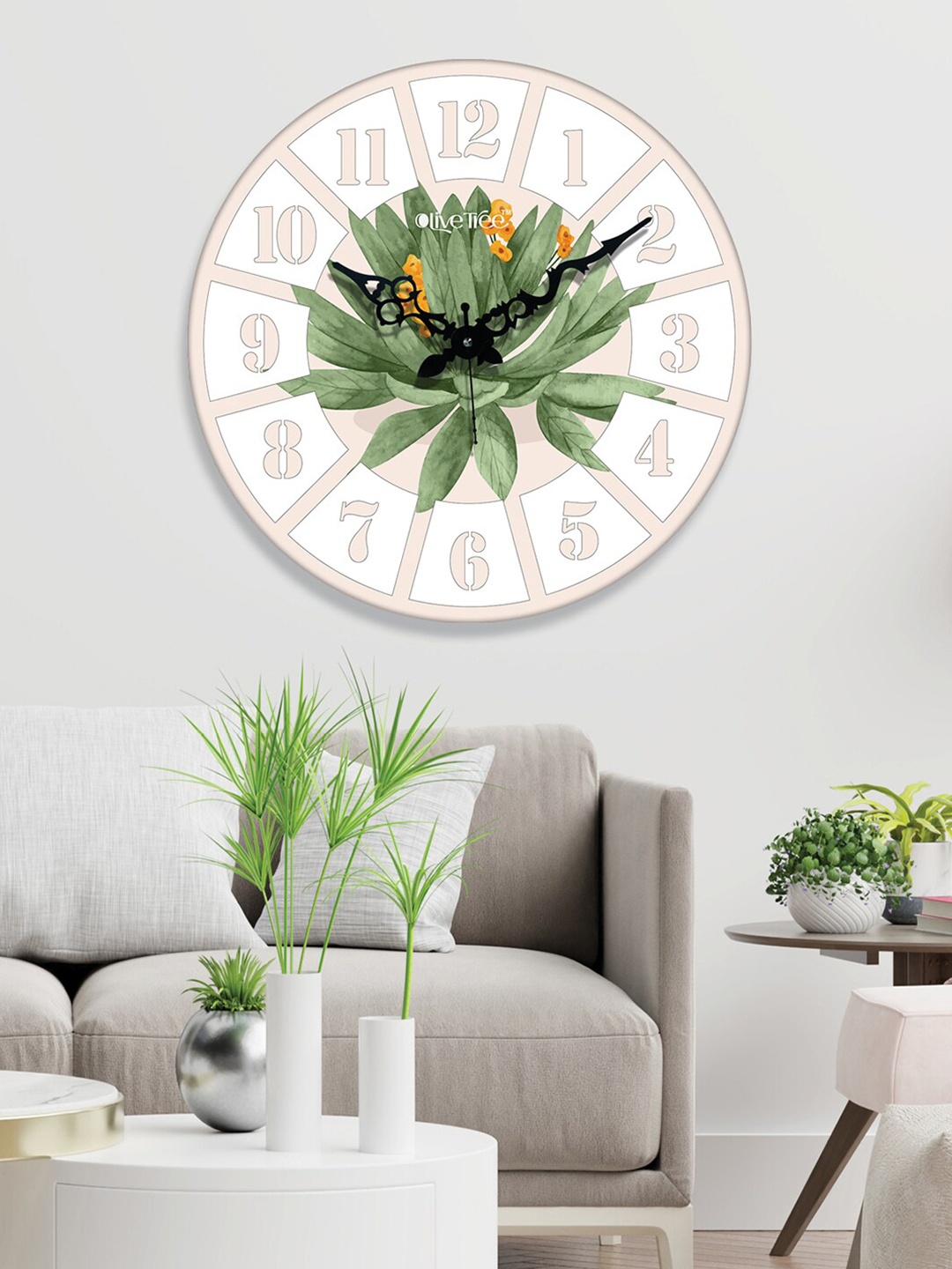 

OLIVE TREE White & Green Printed Analogue Contemporary Wall Clock