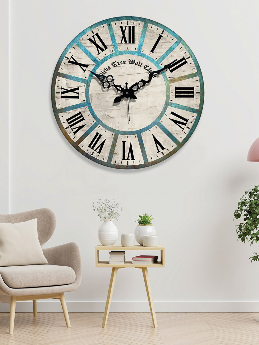 

OLIVE TREE Blue & Beige Printed Analogue Contemporary Wall Clock