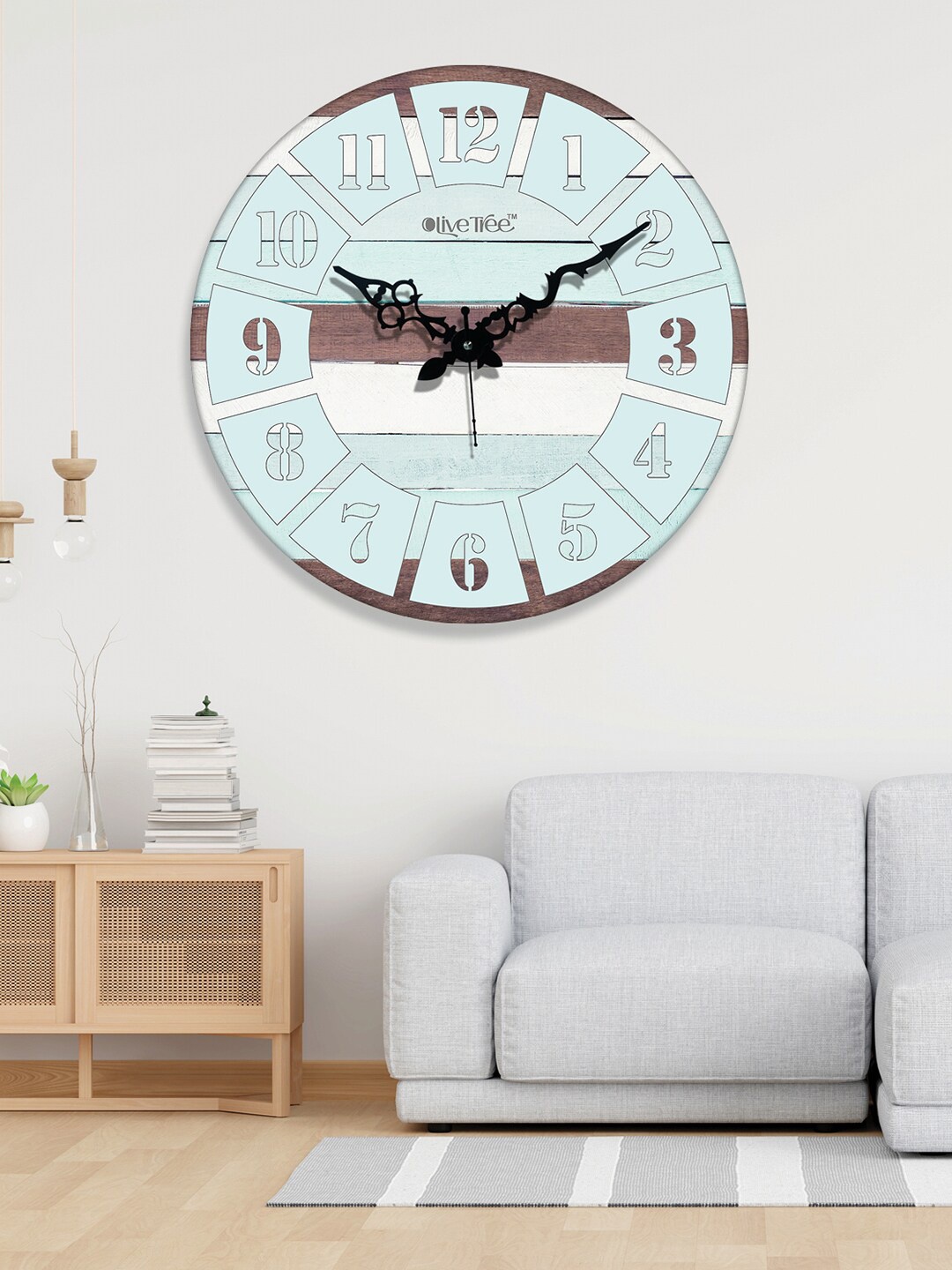 

OLIVE TREE Blue & White Printed Analogue Contemporary Wall Clock