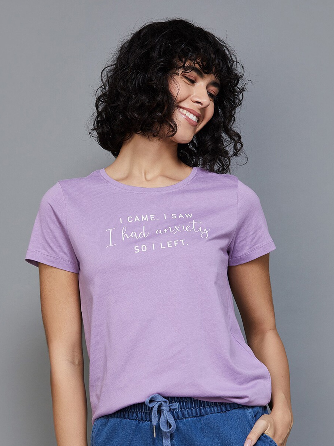

Fame Forever by Lifestyle Typography Printed Cotton Top, Lavender