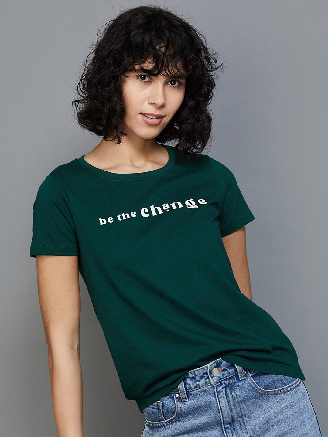

Fame Forever by Lifestyle Typography Printed Cotton Top, Green