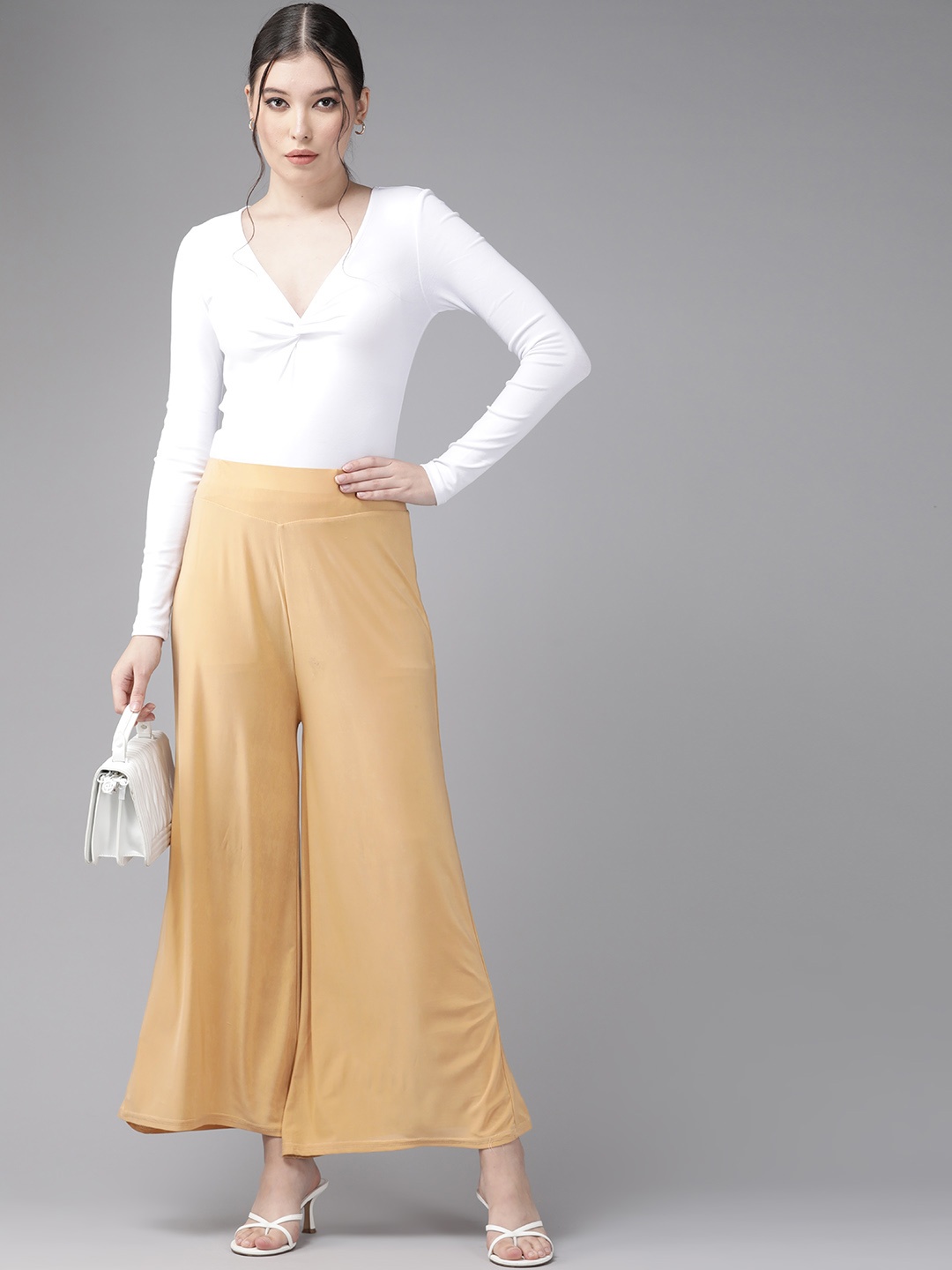 

Aarika Flared Palazzos, Beige