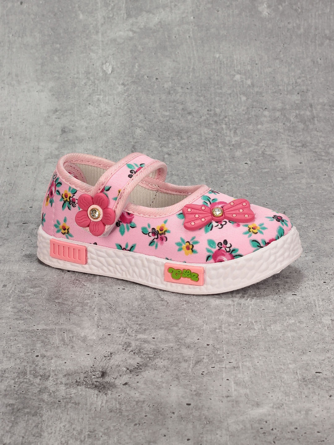 

Lil Lollipop Girls Printed Ballerinas With Bow Detail, Pink