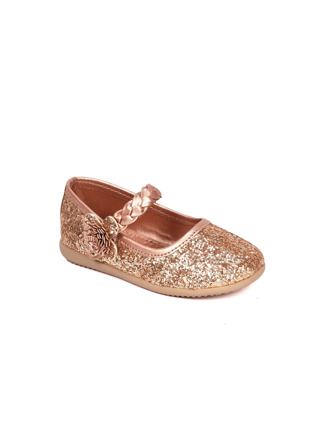 

Lil Lollipop Girls Embellished Round Toe Velcro Ballerinas, Gold