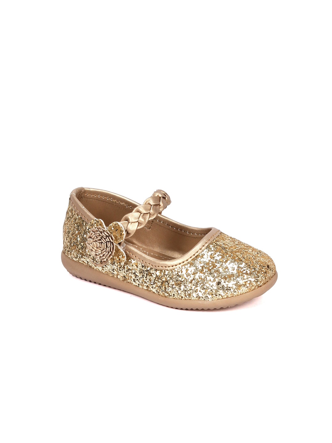 

Lil Lollipop Girls Embellished Velcro Ballerinas, Gold