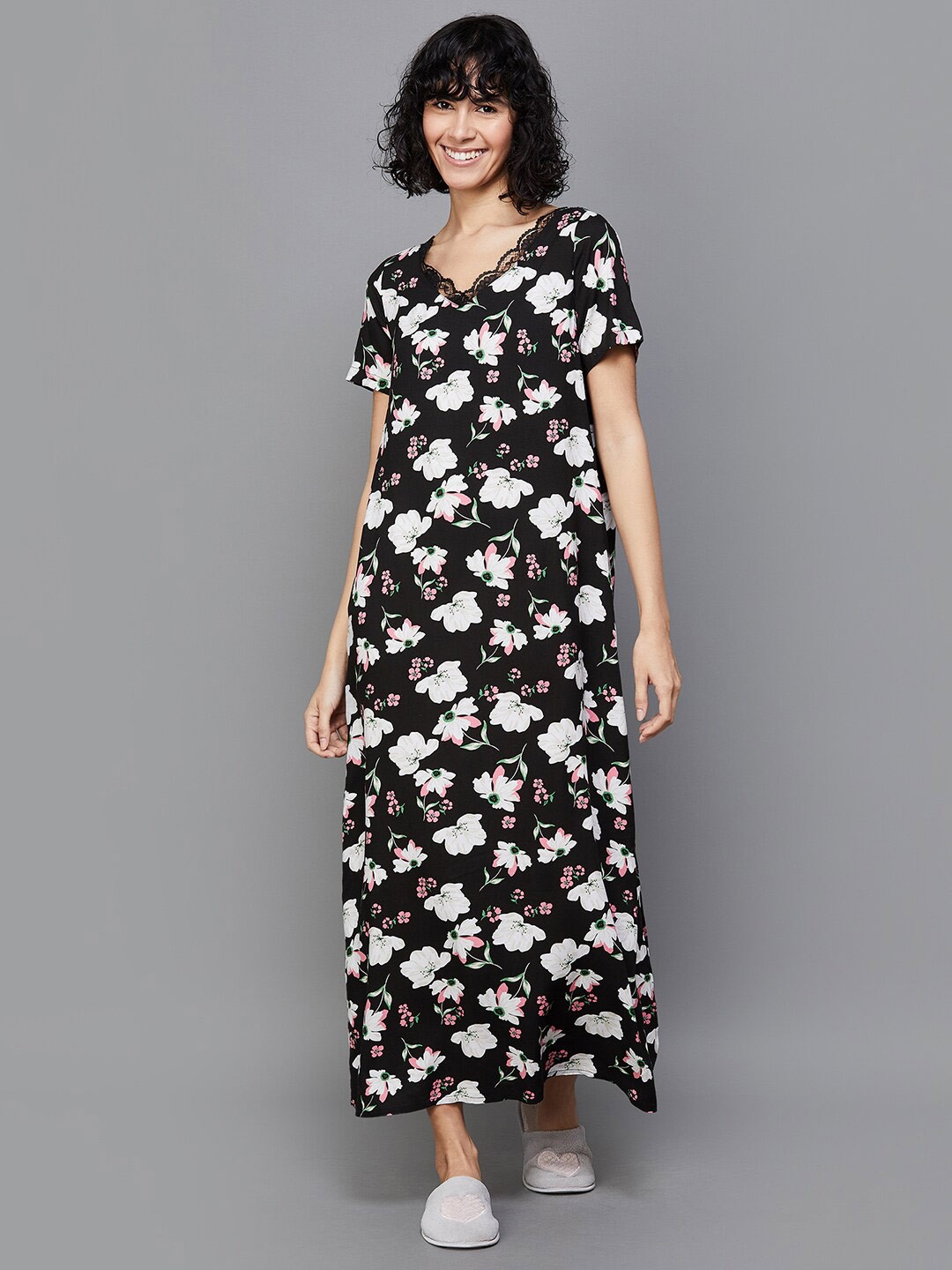 

Ginger by Lifestyle Floral Print A-Line Dress, Black