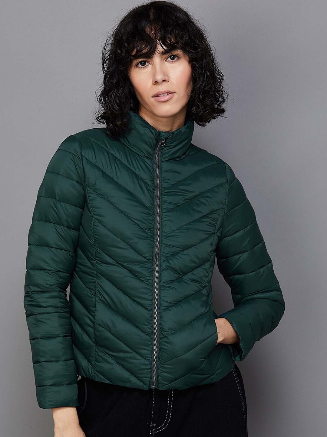 

Ginger by Lifestyle Stand Collar Padded Jacket, Green