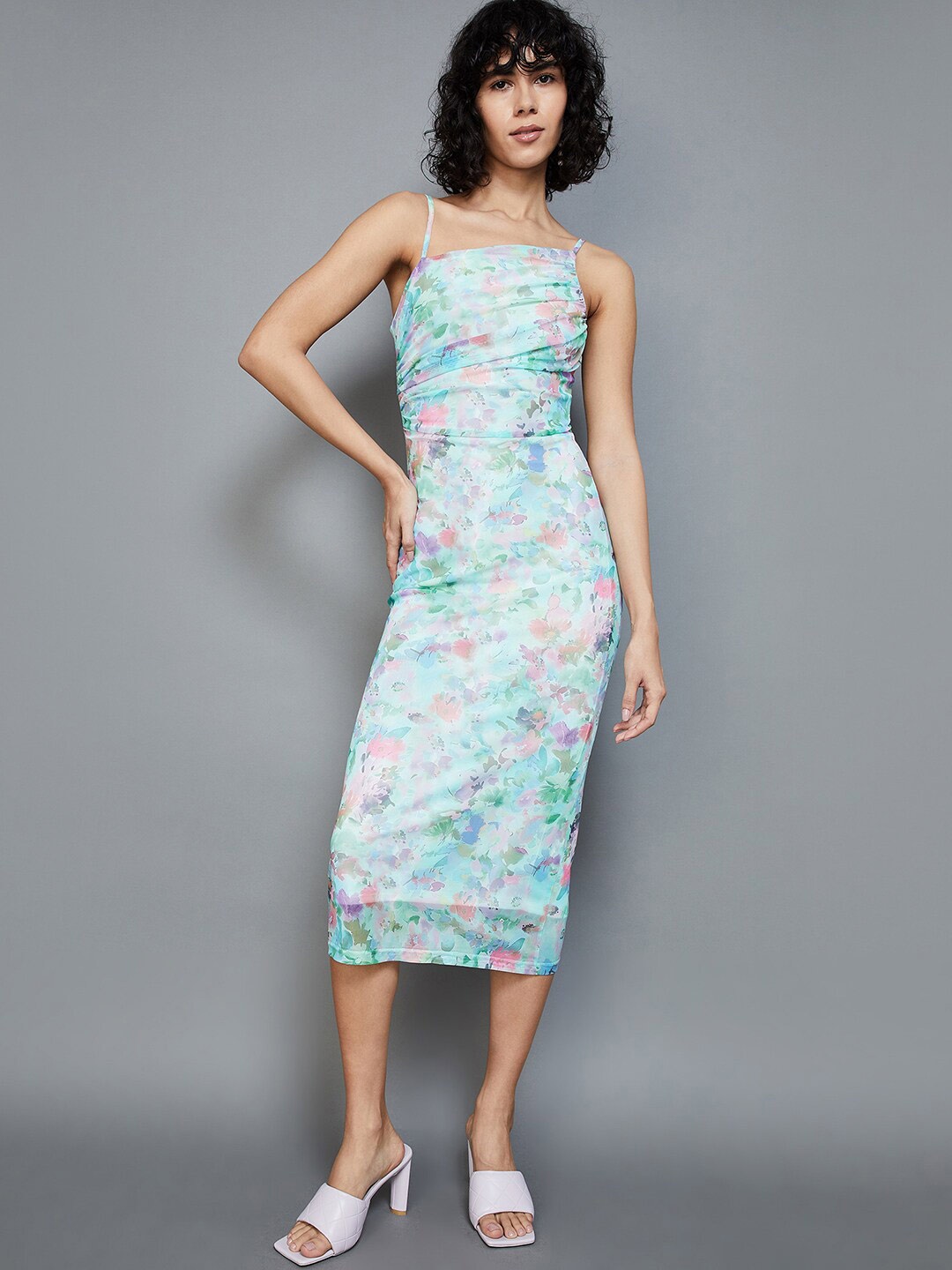 

Ginger by Lifestyle Floral Dyed Sheath Midi Dress, Blue